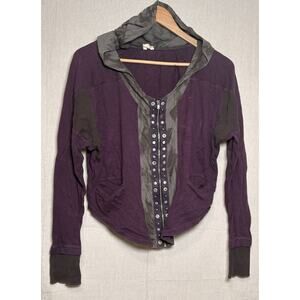 Free People Boho Full Zip Unique Hoodie Size Medium Purple Gray